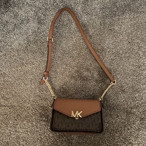 Michael Kors Tan and Brown Crossbody Bag